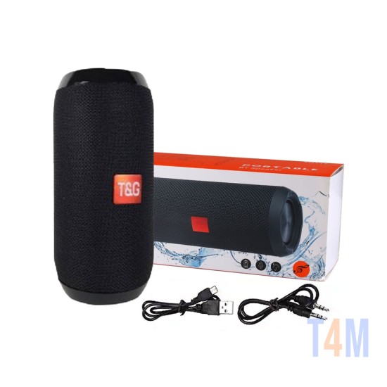 CAIXA DE COLUNA SEM FIO BLUETOOTH T&G TG-117 TF CARTÃO/DISCO U/AUXILIAR/RÁDIO FM 4.2 PRETO